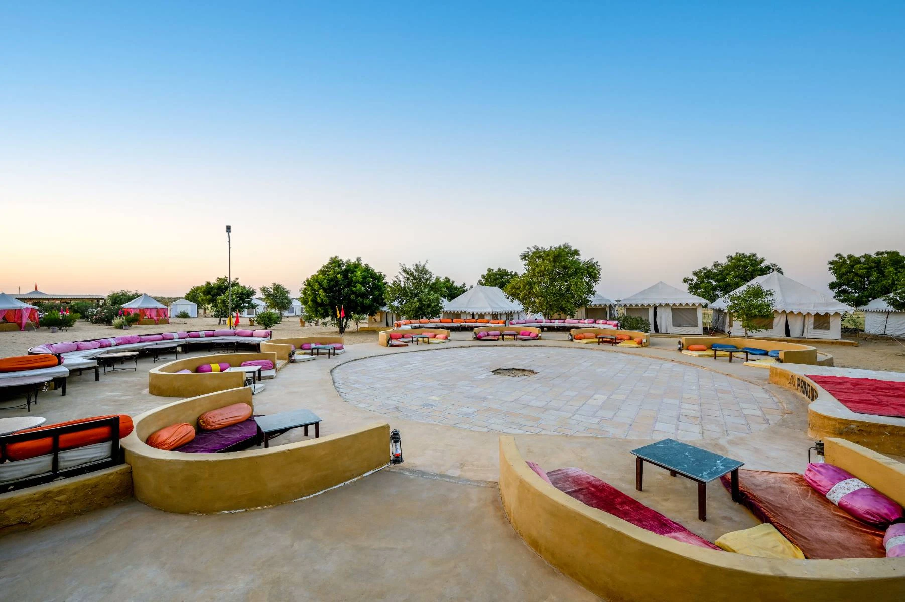 Desert camp with colourful tents at Jaisalmer